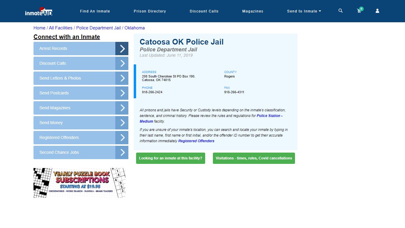 Catoosa OK Police Jail & Inmate Search - Catoosa, OK